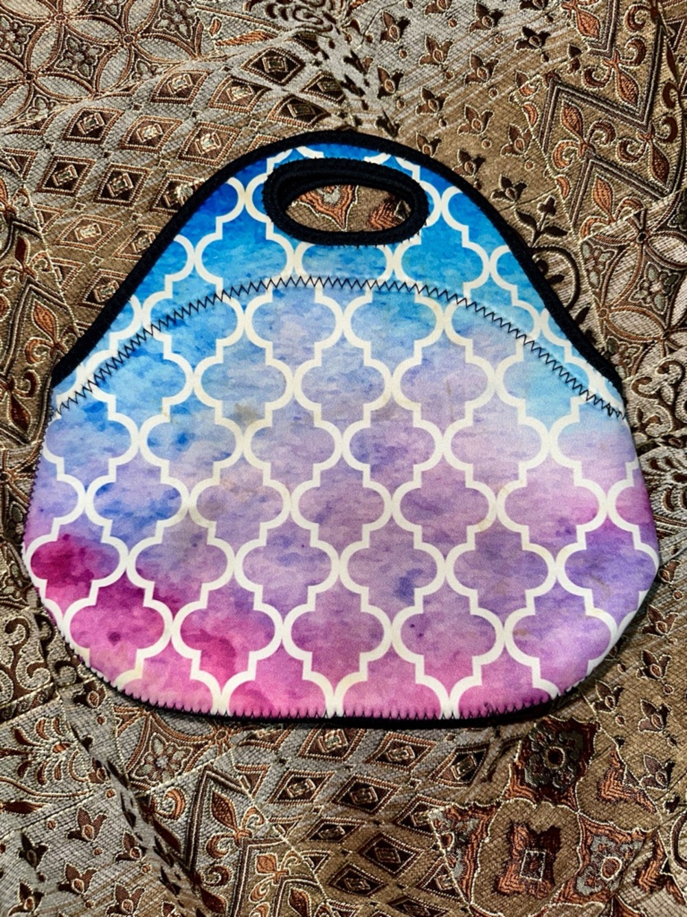 Colorful Neoprene Lunch Bag with Handles and Zipper